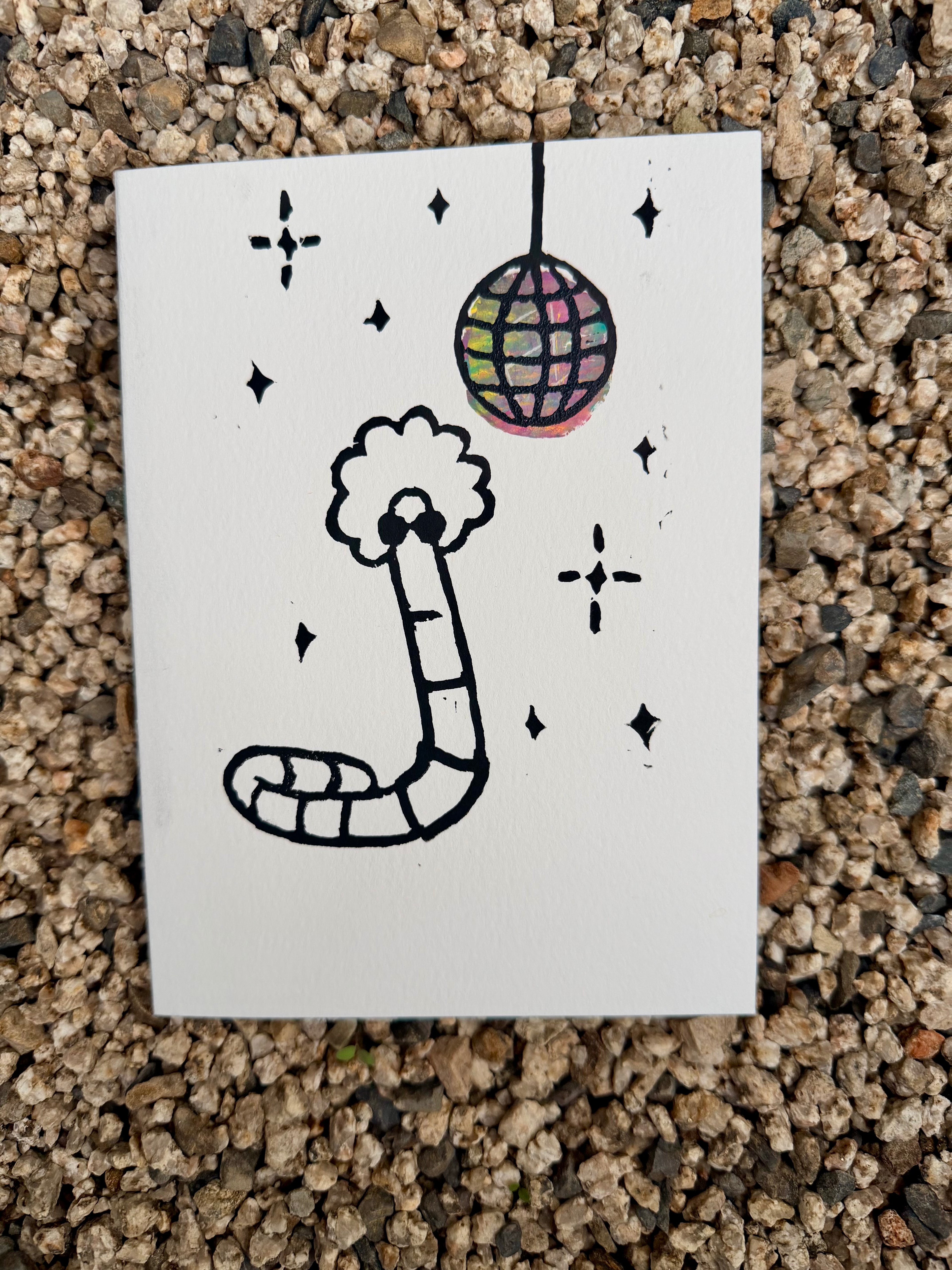 Disco Worm Blank Greeting Card