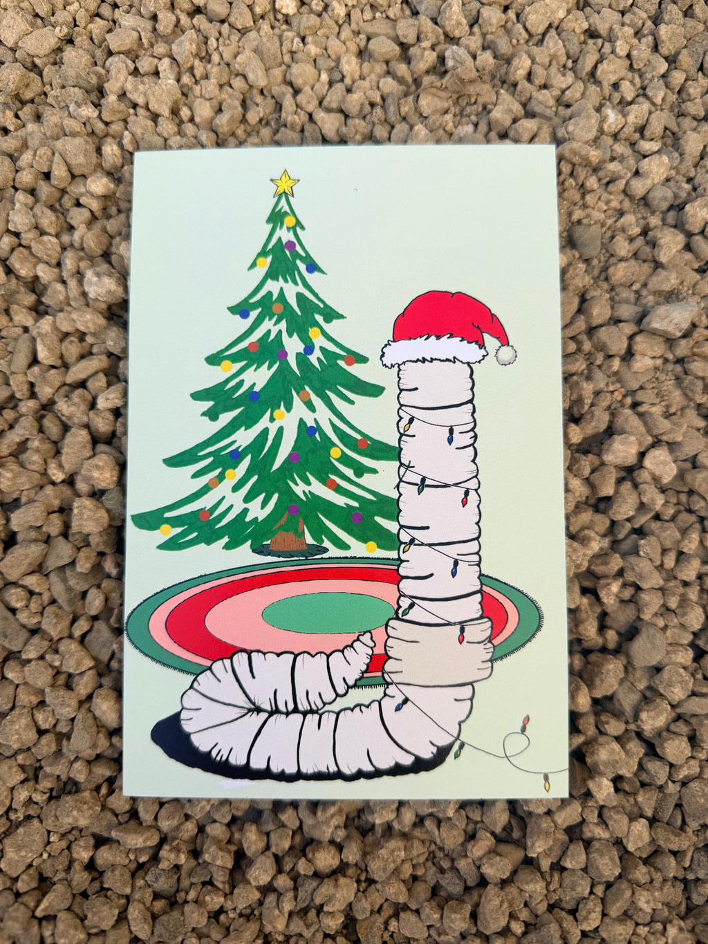 Santa Worm Postcard